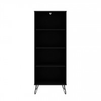 Manhattan Comfort 139GMC2 Rockefeller Bookcase 1.0 with 4 Shelves and Metal Legs in Black